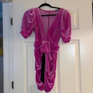 For Love and Lemon Pink velvet dress fits hugs your body in all the right places